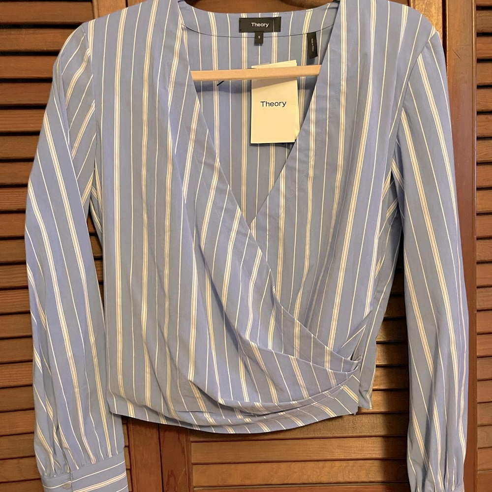 Theory Quincy Stripe Wrap Top - NWT!!